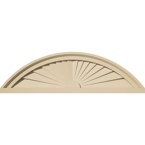 Ekena Millwork 28 in. W x 8 in. H x 2 in. P Segment Arch Sunburst Signature Urethane Pediment, Primed Tan