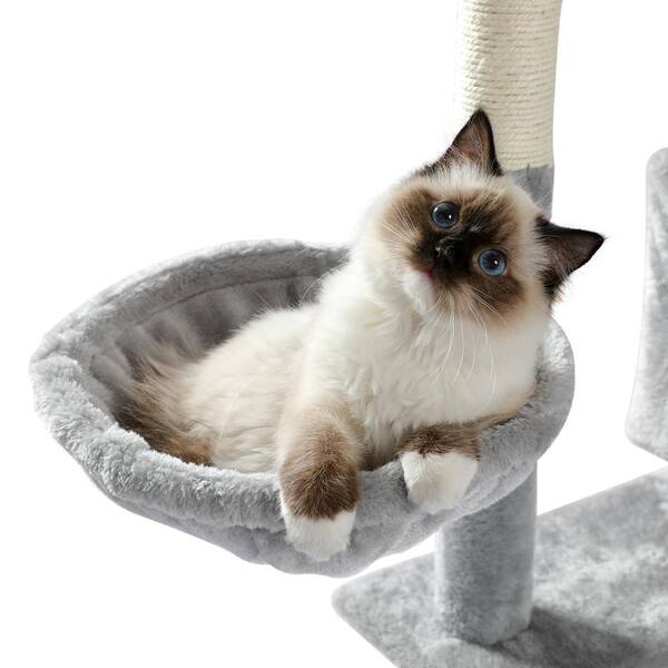 Foobrues Cat Tree 56 in. Cat Tower for Multiple Cats with Super Large Perch  Double Condo Hammock and Scratching Post L-W79633964 The Home Depot