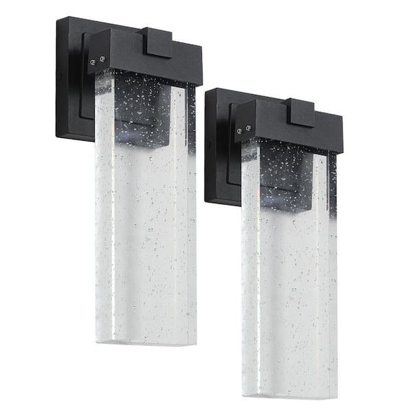 2 Pack Weatherproof Wall Sconce (3000K Warm White), 12. 2in. H Outdoor Bubble Crystal Wall Light Fixture, 12W LED