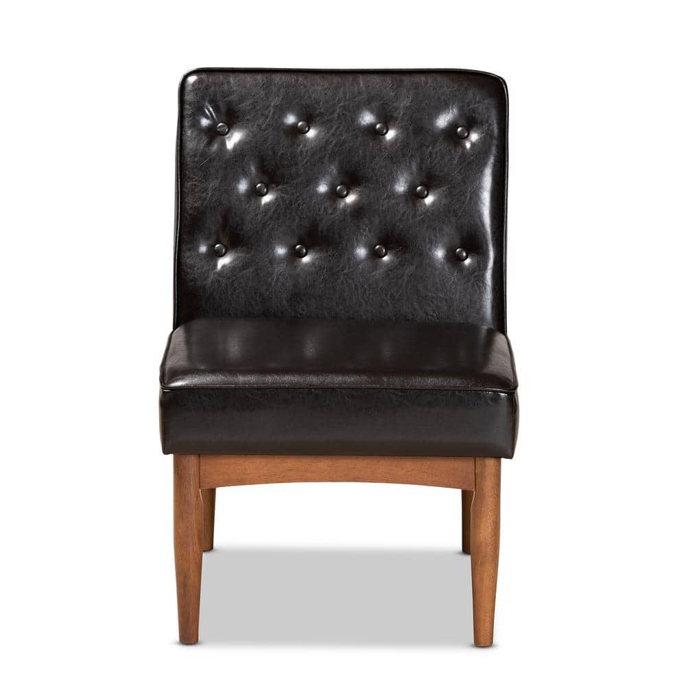 High Back Brown Wood and Cane Arm Chair