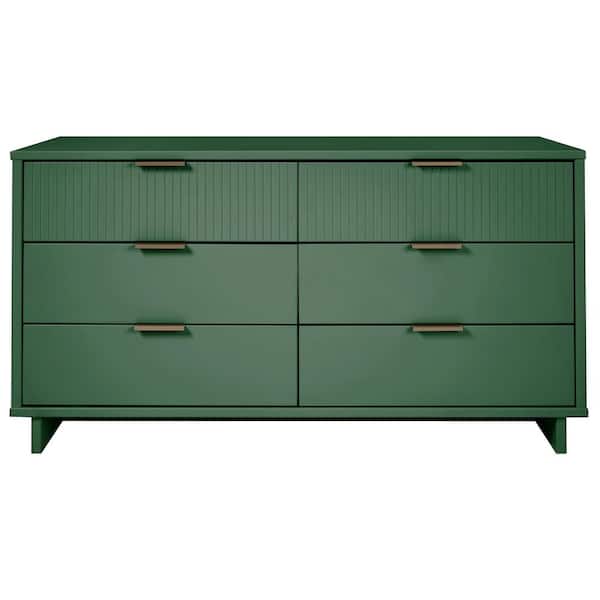 Manhattan Comfort Granville Modern Sage Green 6-Drawer 55.04 in. Wide Double Dresser DR-5033