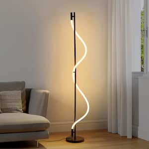 Millbrook 66.9 in. Matte Black Morden 1-Light Integrated LED Standard Floor Lamp for Living Room