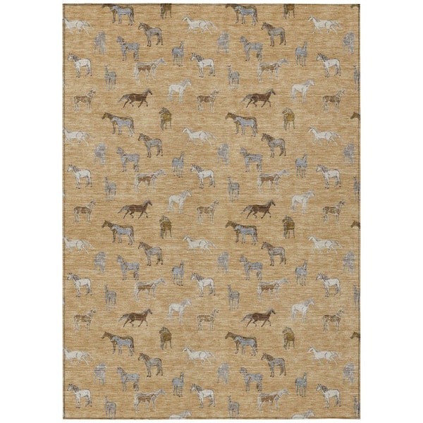Chantille Machine Washable Indoor/Outdoor Abstract ACN2521 Gold 3 ft. x 5 ft. Area Rug