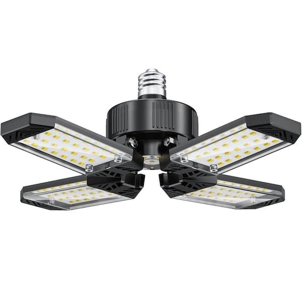 LED Shop Light - 4+1 Deformable Panels 120W 12000LM 6500K Daylight White Screw-in E26 E27 for Garage Workshop Basement