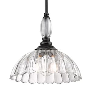 Audra 1-Light Matte Black Empire Pendant Light with Clear Glass Shade
