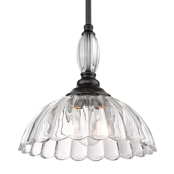 Golden Lighting Audra 1-Light Matte Black Empire Pendant Light with Clear Glass Shade