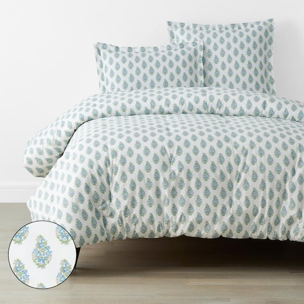 The Company Store Company Cotton Vandana Floral White Multi Twin/Twin XL Cotton Percale Comforter