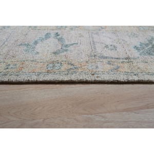 Ivory/Vintage Pink 9 ft. x 12 ft. Hand-Knotted Natural Silk Classic Natural Silk Oushak Rug Area Rug