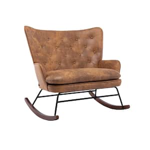 Brown Fabric Rocking Side Chair High Back Arm-Sofa