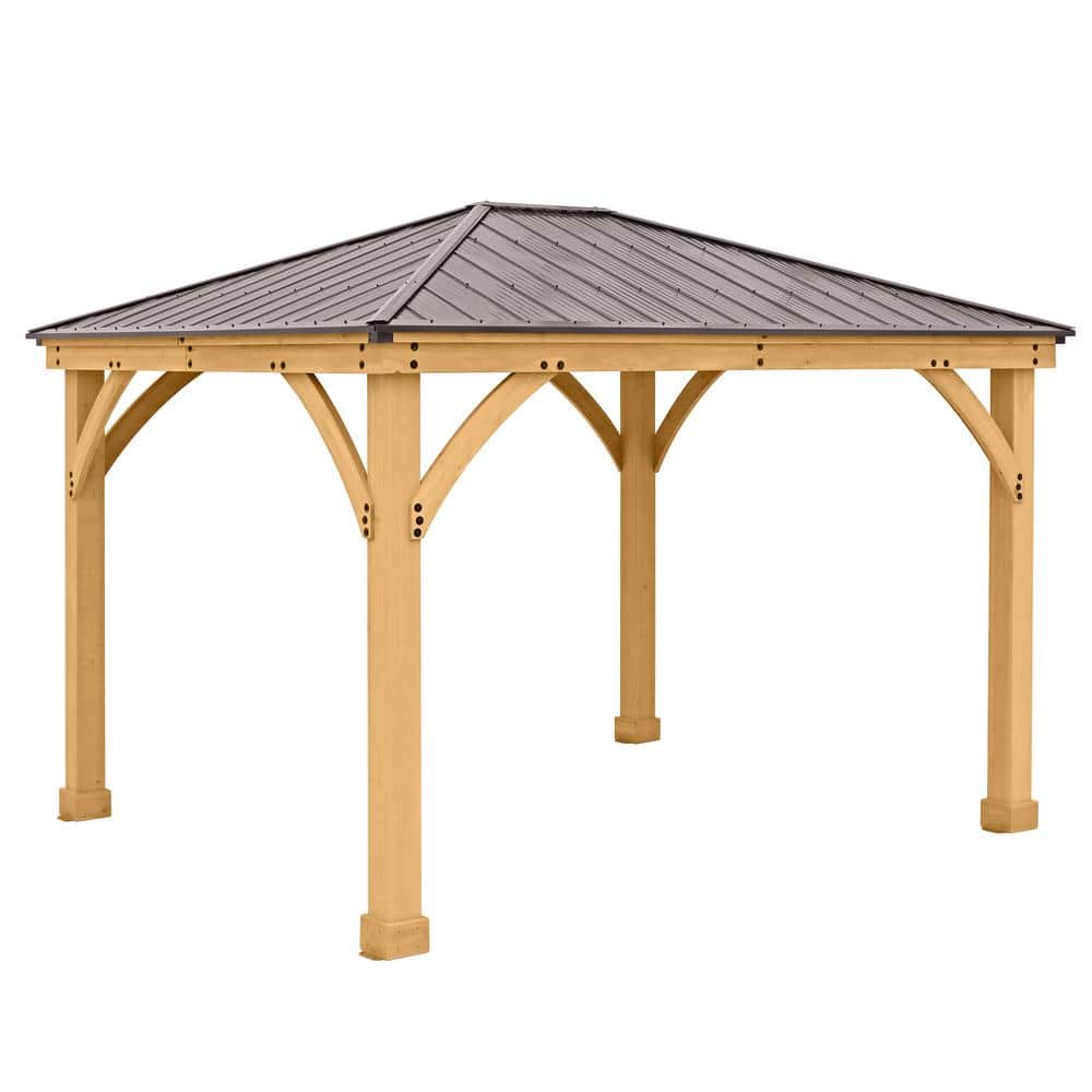 Meridian 10x12 Cedar Gazebo with Brown Aluminum Roof