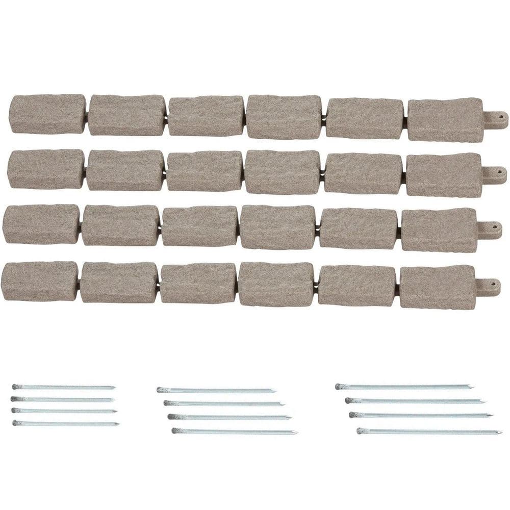 47 in. L x 2.2 in. H Beige Flexible Brick-Sized Garden Faux Stone Landscape Edging Border Plastic Garden Edging (4-Pack) price history on PriceWatchPro