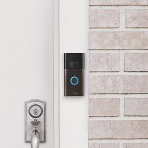 Venetian Bronze Wired and Wireless Video Door Bell with Spotlight Cam Battery, Black (2-Pack)