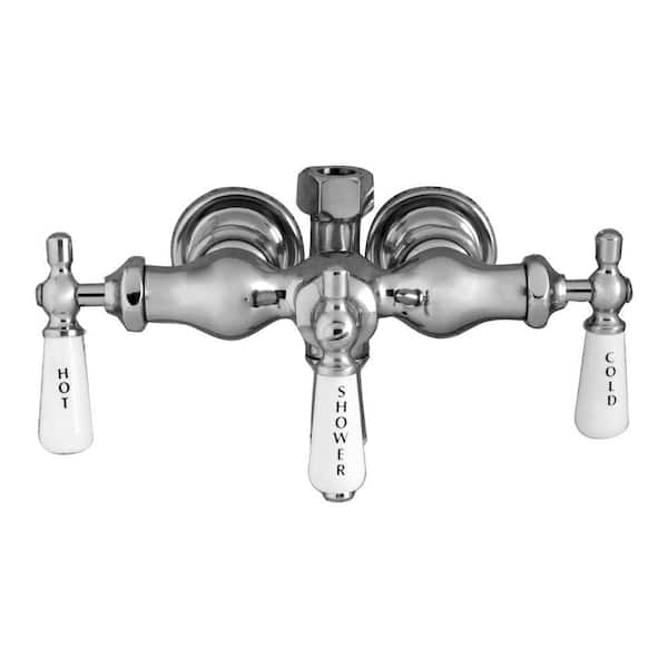 Barclay Products Porcelain Lever 3-Handle Claw Foot Tub Faucet with Diverter in Polished Chrome