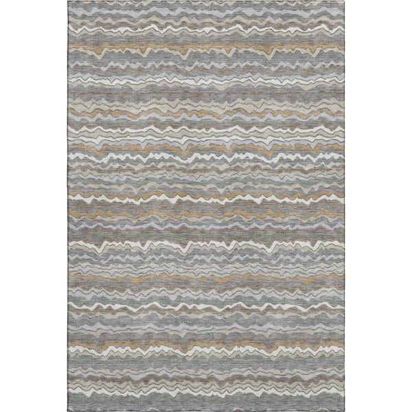 Mayfield Premium Machine Washable Abstract AMF2436 Gray 10 ft. x 14 ft. Area Rug