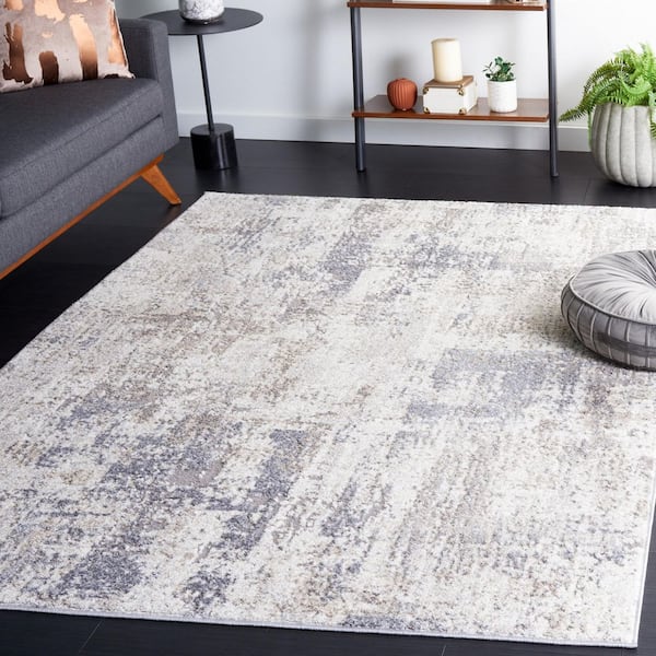 Opal 9 ft. x 12 ft. Ivory/Gray Abstract Distressed Area Rug