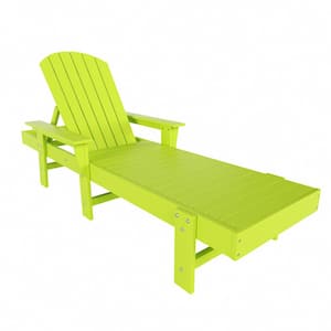 Altura Lime HDPE Plastic Outdoor Adjustable Backrest Adirondack Chaise Lounger With Armrest