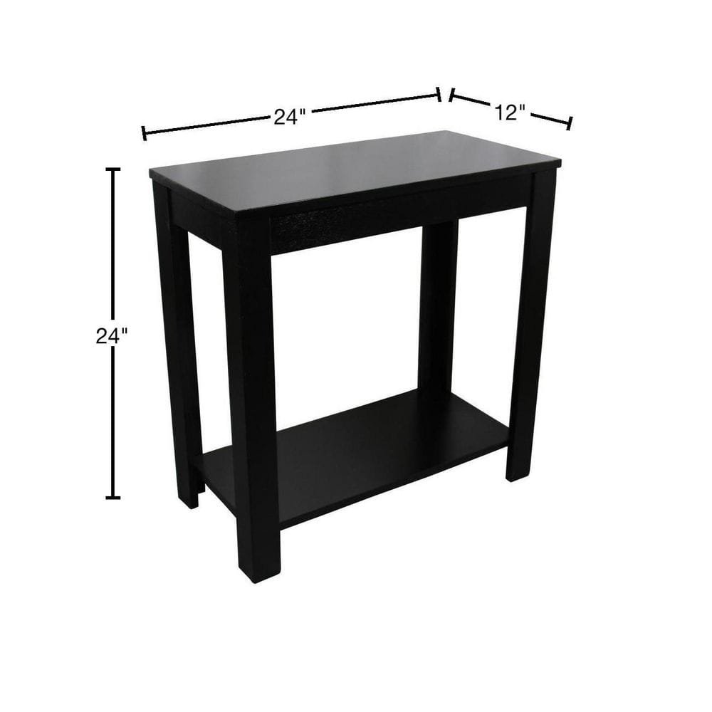 24 in. H Black Rectangle Wood Chairside End Table - thumbnail 6