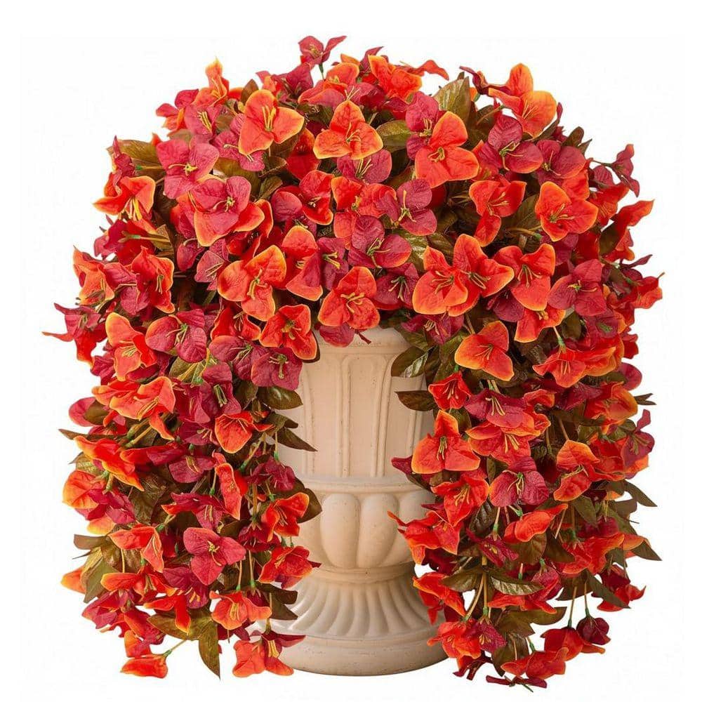 11 in. Orange Indoor/Outdoor Artificial Bougainvillea Flower-2