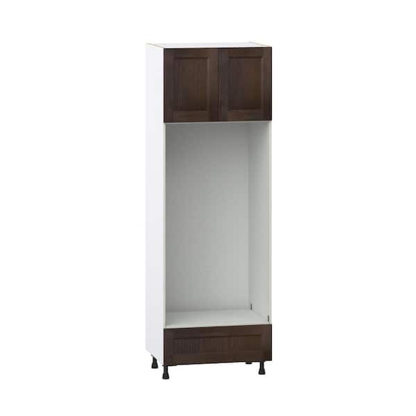 Georgetown 30 in. W x 24 in. D x 89.5 in. H Assembled Double Oven Kitchen Cabinet in Chestnut with Drawer