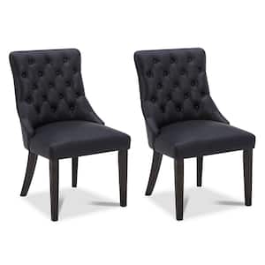 Minos Black Faux Leather Tufted Dining Chair (Set of 2)