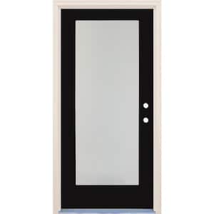 36 in. x 80 in. Left-Hand/Inswing 1 Lite Satin Etch Glass Onyx Painted Fiberglass Prehung Front Door with 6-9/16" Frame