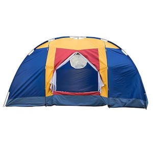 12.5 ft.L x 7.3 ft.W 8-Person Outdoor Camping Tent in Blue with Carrying Bag