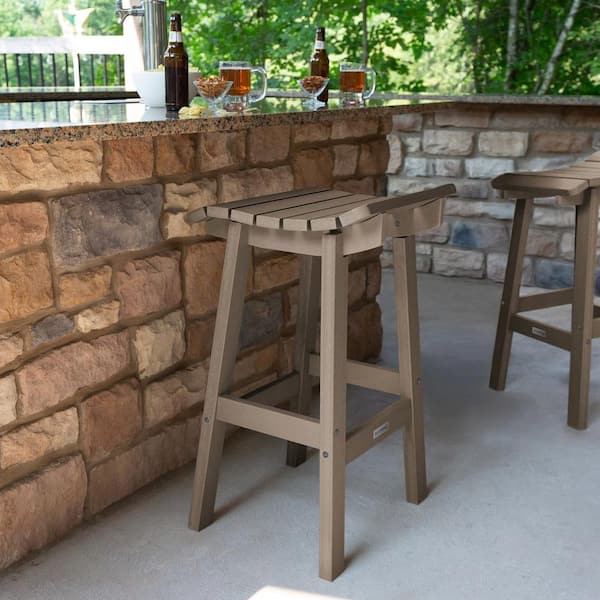 Summit Square Woodland Brown Recycled Plastic Bar Height Outdoor Bar Stool