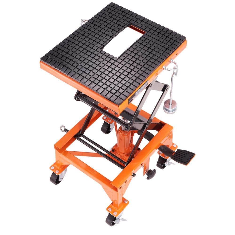 Hydraulic Motorcycle Lift Table, 350 lbs. Capacity Motorcycle Scissor Jack Lift with Wide Deck, J-hooks, 4 Wheels price history on PriceWatchPro
