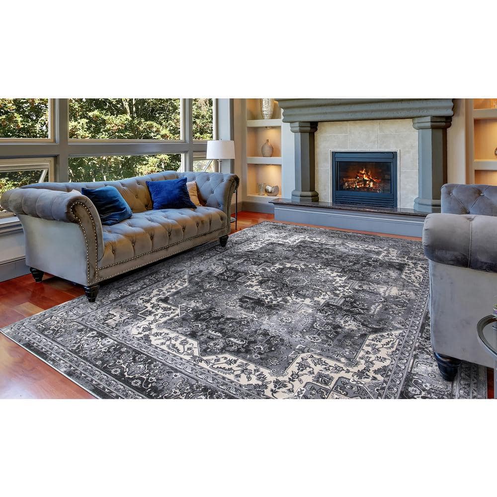 Angora Anthracite 7 ft. x 9 ft. Medallion Area Rug price history on PriceWatchPro