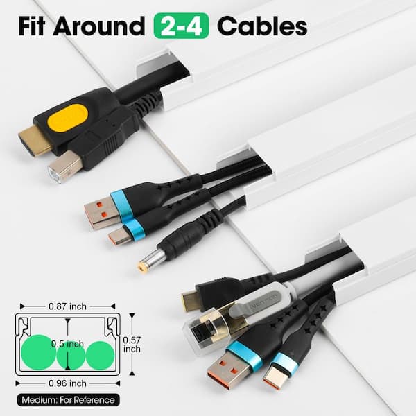 26.25 ft. White Self-Adhesive Cord Hider Kit, Paintable Wall Cable Raceway with Fittings (20-Pack)