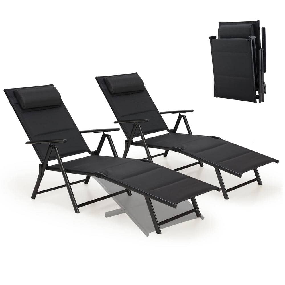 Tenleaf Outdoor Folding Lounge Chair Adjustable Reclining Chaise with 7Position Adjustable