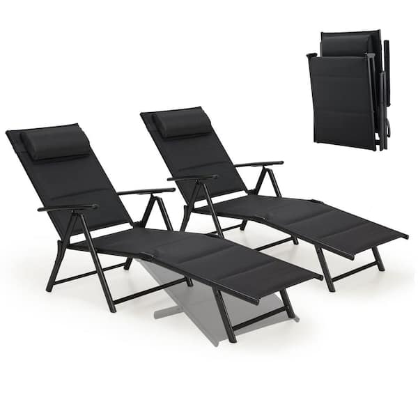 Tenleaf Outdoor Folding Lounge Chair Adjustable Reclining Chaise with 7