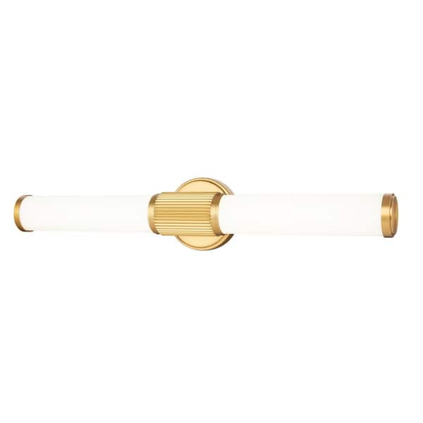 Unbranded Solange 25.5 in. Integrated LED Modern Gold 1 Light Vanity with Opal White Glass Shades