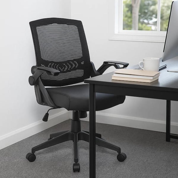 Mesh Rolling Task Chair in Black and Gray Arms