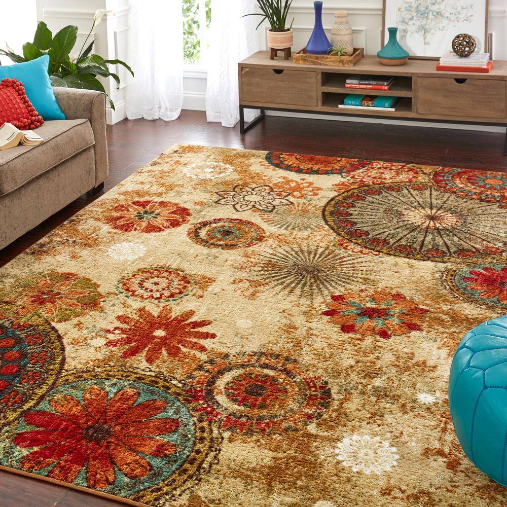 Eclectic Bohemian Medallion Multi-Color Synthetic Area Rug