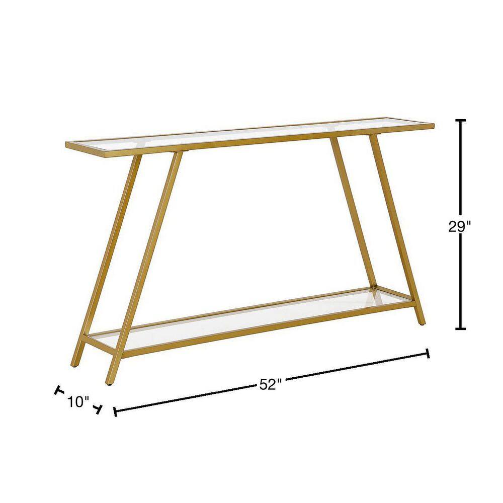Yair Brass and Glass Rectangular Hallway Table with Storage
