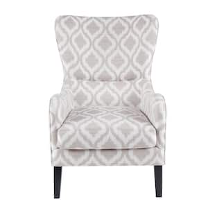 Leda Grey/White Swoop Wing Chair