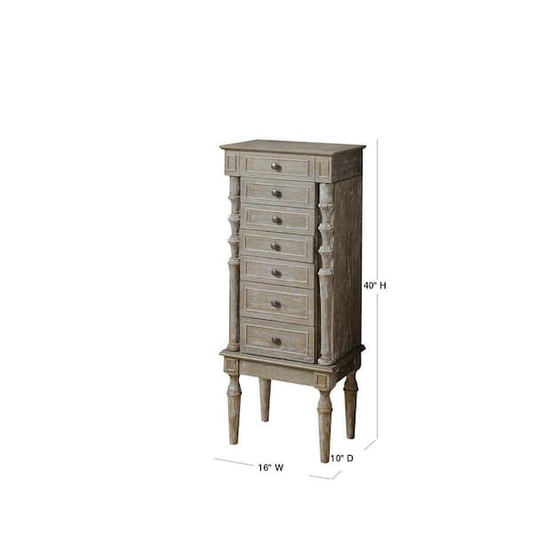 Acme Furniture Taline Weathered Oak, Painted Jewelry Armoire