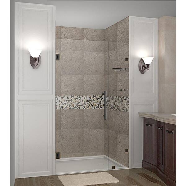 Aston Nautis GS 36 in. x 72 in. Completely Frameless Hinged Shower Door with Glass Shelves in Oil Rubbed Bronze