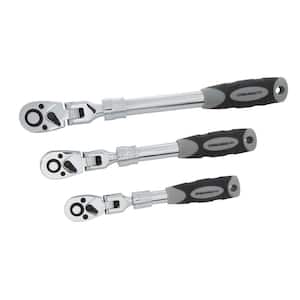 1/4 in., 3/8 in., and 1/2 in. Drive 72-Tooth Extendable Flex-Head Ratchet Set (3-Piece)
