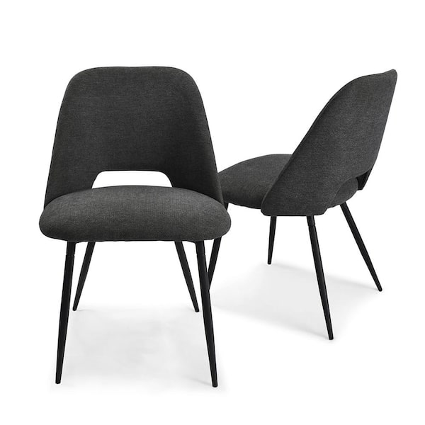 Elevens Edwin Darkgray Upholstered Side Chair(Set of 2)