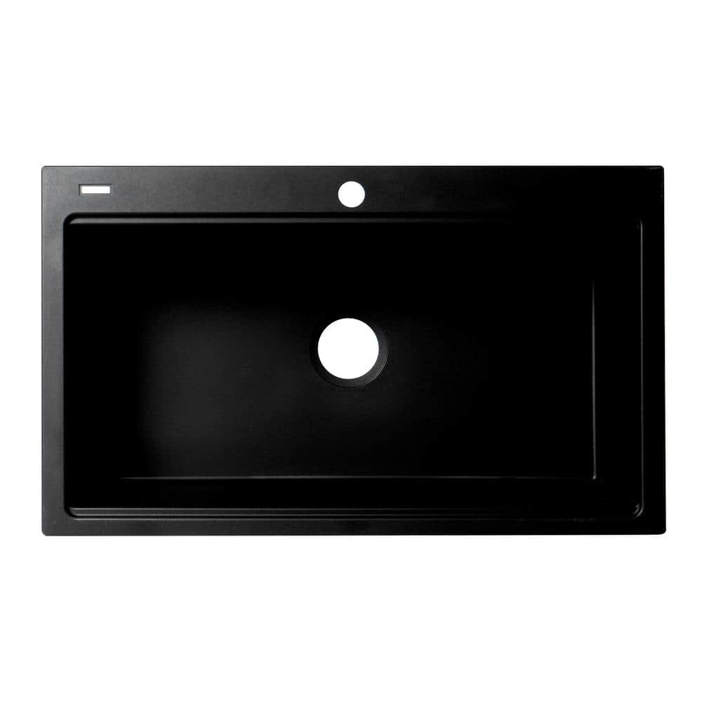 34'' Matte Black Granite Composite Single Bowl Kitchen Sink