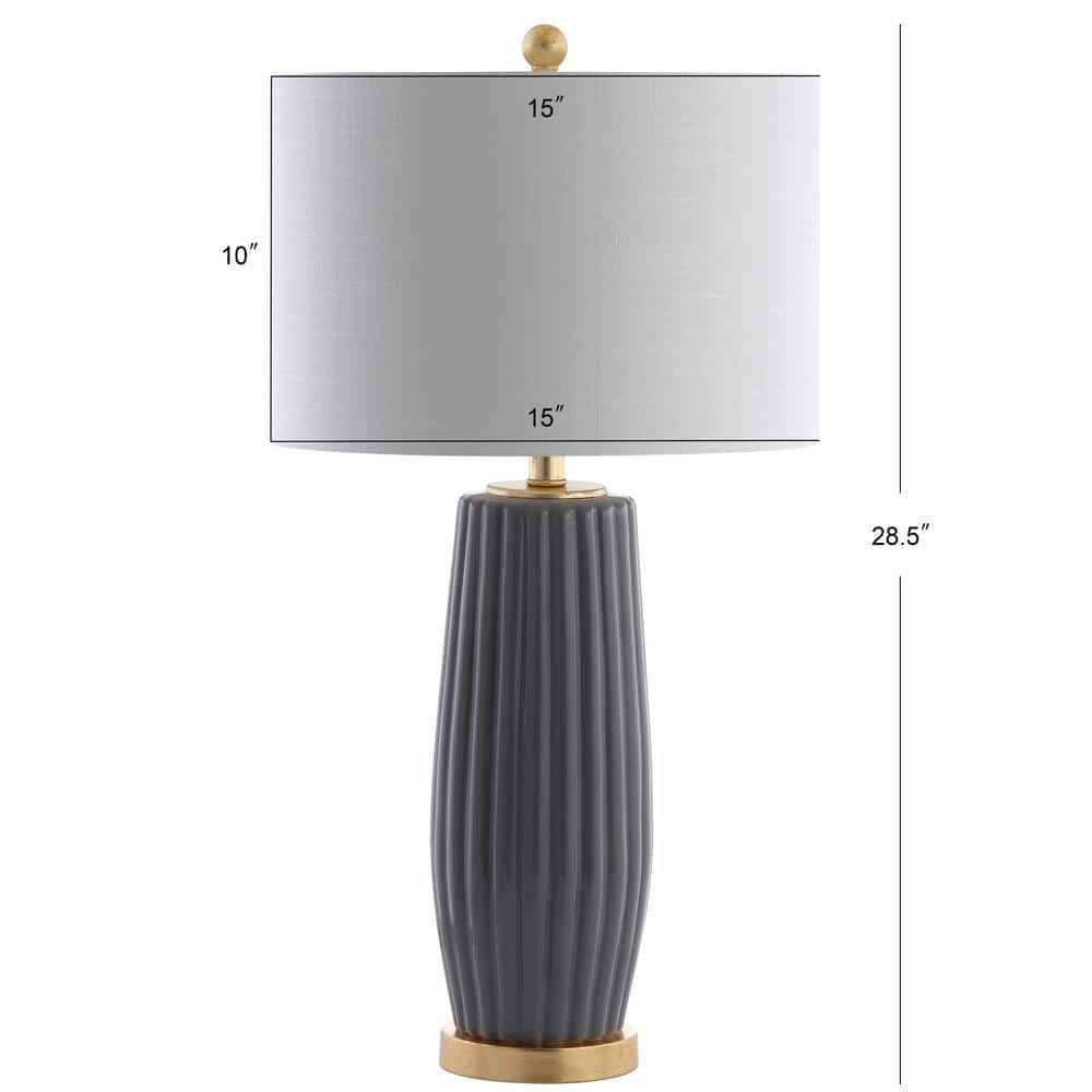 Roman 28.5" White Ceramic LED Table Lamp with Linen Shade