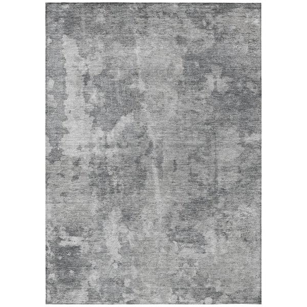HomeRoots Gray 3 ft. x 5 ft. Woven Abstract Rectangle Indoor/Outdoor Area Rug