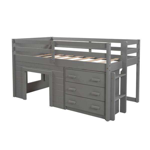 ZUBON×URBS 1Tuck WideTaperedTrouser GREY URTR Gray Twin Loft Bed Frame with Storage Drawers, Solid