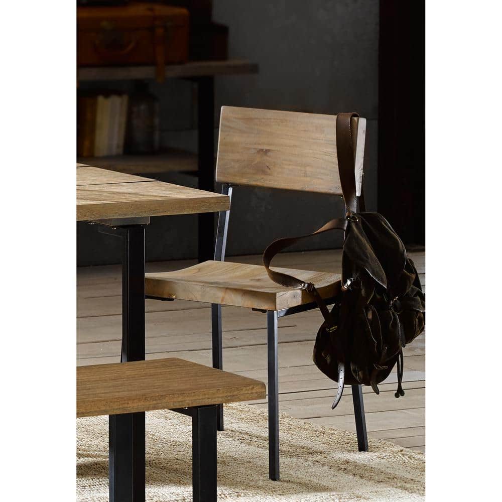 Tacoma Industrial Mindi Wood and Steel Side Chair, Set of 2