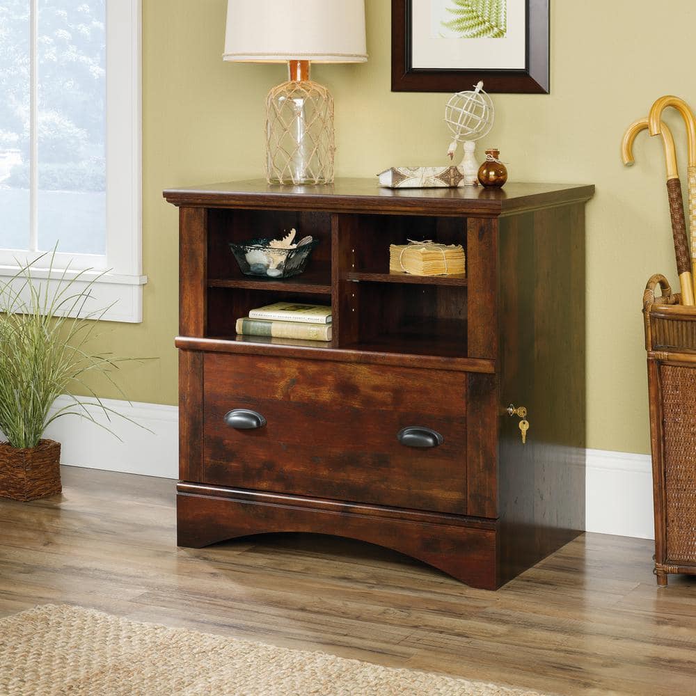 Curado Cherry Lockable Lateral Filing Cabinet with Shelves
