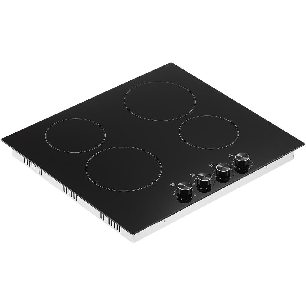 24 in. Built-In Electric Cooktop with 4 Burners, 6000-Watt Radiant Ceramic Glass Top and  Controls, Black