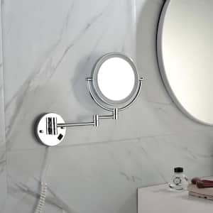 8 in. W x 8 in. H Small Round Magnifying 360° Rotation Wall Mount Bathroom Makeup Mirror in Chrome