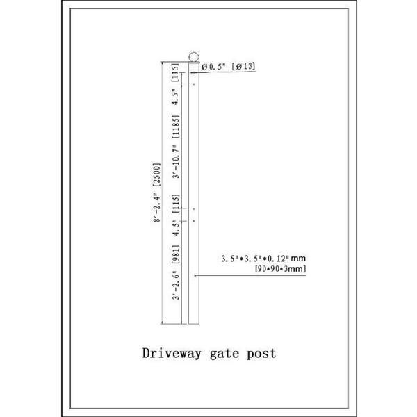 ALEKO 2 in. x 2 in. x 90 in. Black Steel Pedestrian Gate Post, Lot of 2